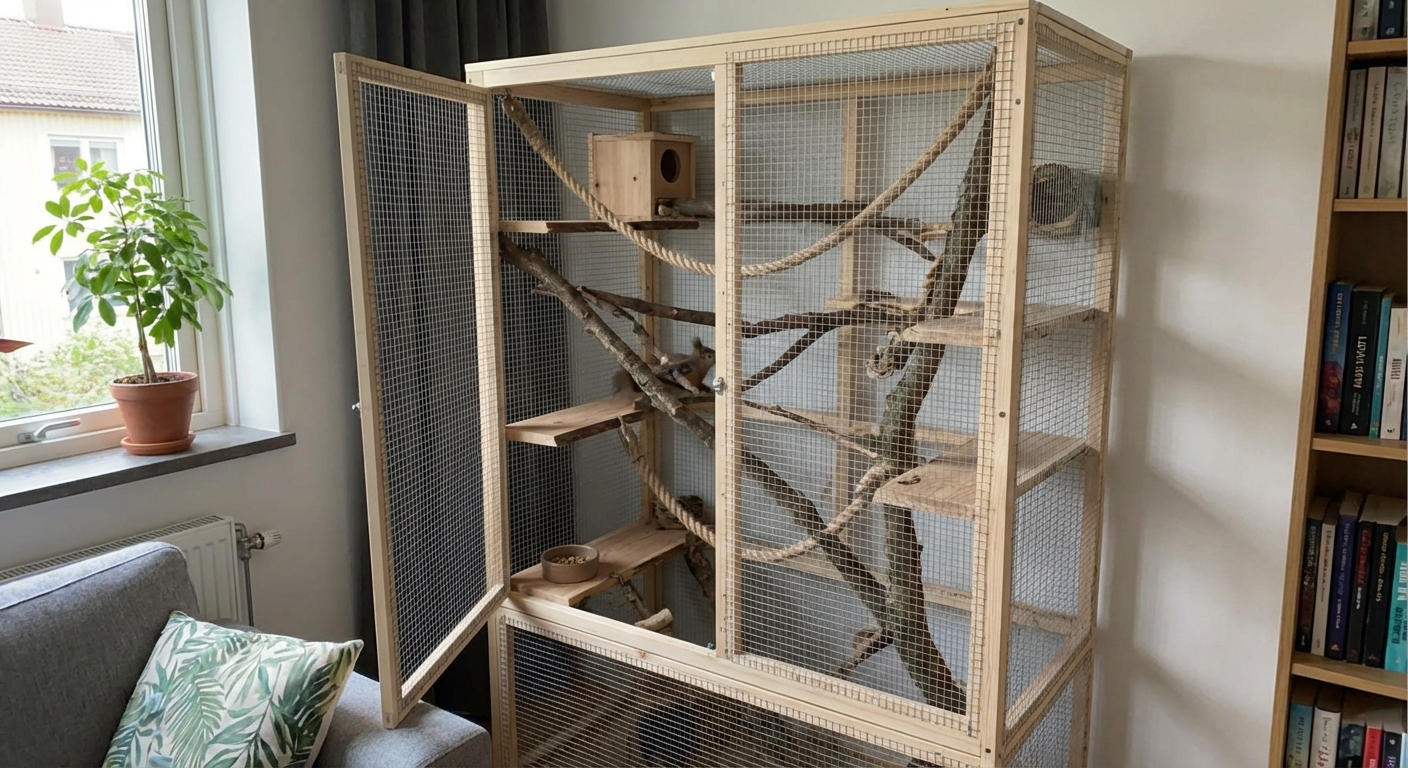 Mellomstort bur for ekornunger