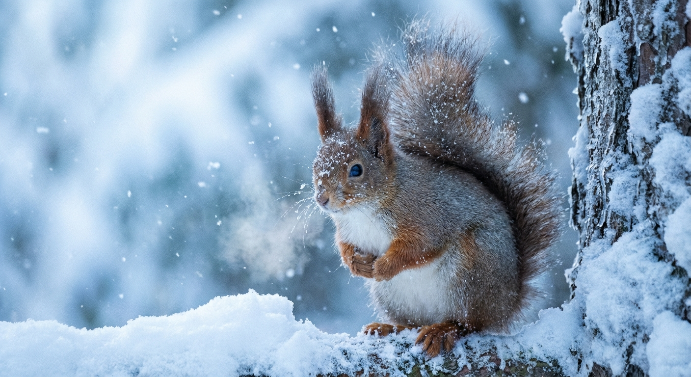 Ekorn i vinterpels